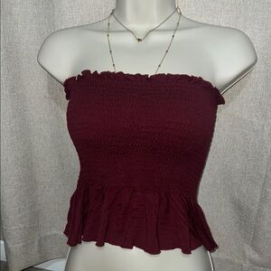 Elegant Burgundy Strapless Top